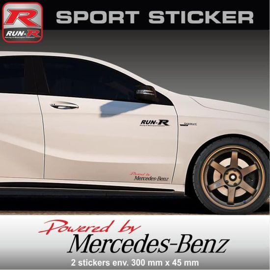 2x Mercedes AMG Logo Argent 200 x 20 mm Sticker Autocollant