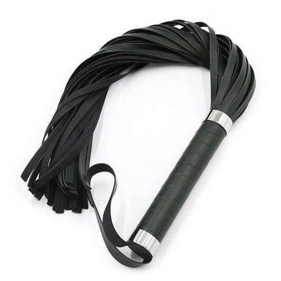 Fouet Bondage BDSM 42 Cm - Cuir PU - Noir - Accessoire Jeu érotique - Neuf Sous Emballage