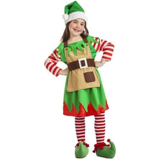 Costume Complet Elfe De Noël Pour Femme - Robe, Chapeau, Ceinture, Collants, Chaussures Inclus - Déguisement Fêtes, Carnaval, Soirée Thématique