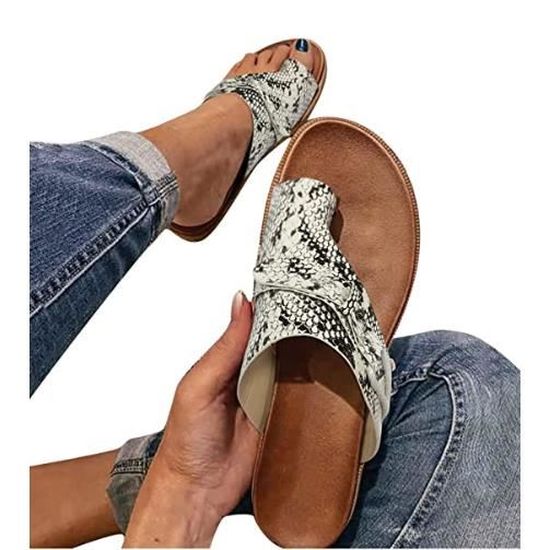 Sandales à Lanières Pour Femmes - Tongs Plates D'été En Simili Cuir - Tailles 35 à 44 - Multicolore