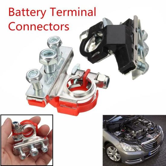 Kamenda 2 Pcs Connecteur Pince Batterie Cosse Positive Negative Borne Zinc Voiture Cargo