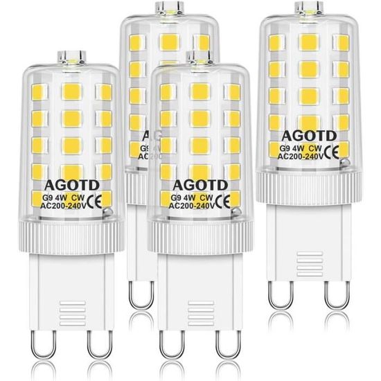 Ampoule LED G9 4W, ampoule blanc froid 6000K, sans scintillement
