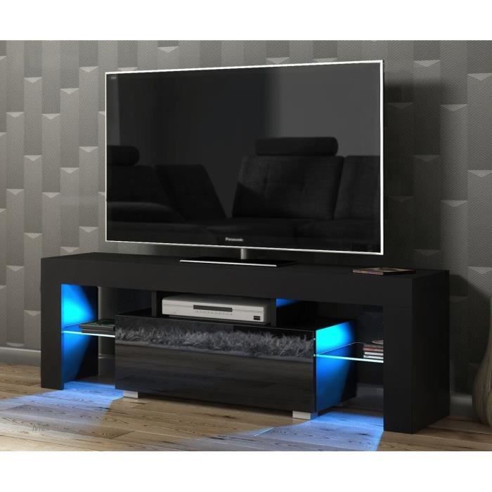 Meuble TV Banc TV Meuble de Salon Noir 130 cm
