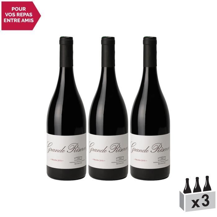 Bourgueil Grande Réserve Rouge 2015 - Lot de 3x75cl - Domaine des Ouches - Vin AOC Rouge du Val de Loire - Cépage Cabernet Franc