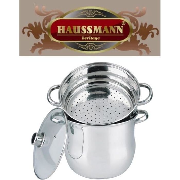 Haussmann Héritage® - 3 piéce couscoussiers Inox -tous feux dont induction-HM-0827-4L/18cm