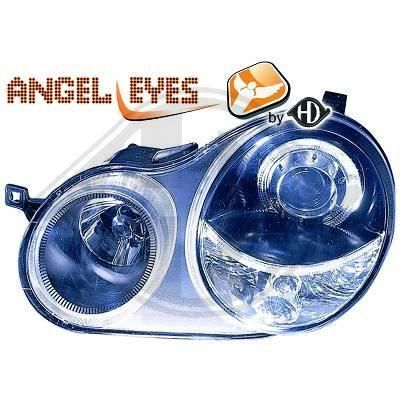 2205480 , Paire de Feux Phares Angel eyes noir pour VW Polo 9N de 2001 a 2005