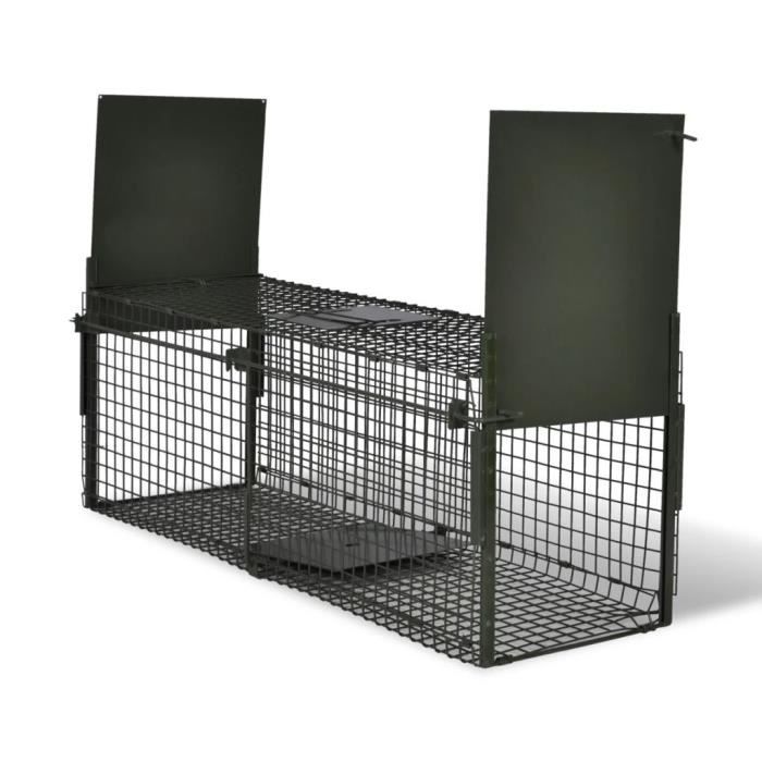Attrape à animaux avec 2 portes - 100 x 26 x 31 cm (L x l x H) - Cage piège pour animaux chats chiens lapins