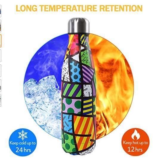 Bouteilles Isothermes d'eau en Acier Inoxydable isolée à Double paroi 500ml sans BPA,500ML