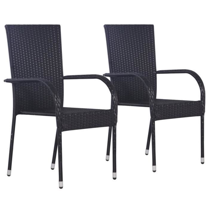 Lot de 2 Chaises de Salle à Manger Contemporain Empilable Tabouret Chaises d'extérieur 55,5 x 53,5 x 95 cm (l x P x H)- Résine ��497