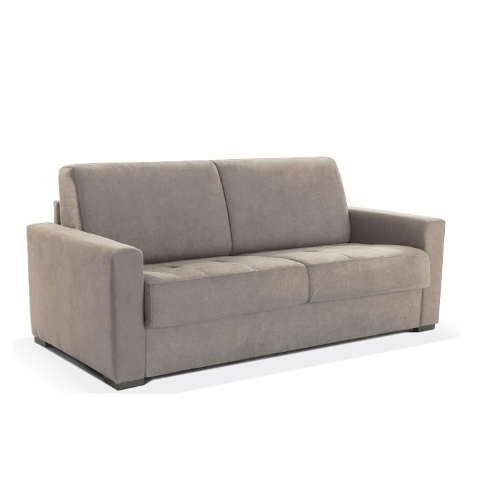 STARTER - Canapé convertible Rapido -140X195- Matelas 13 cm - En Tissu Microfibre Confort Taupe - 3 places