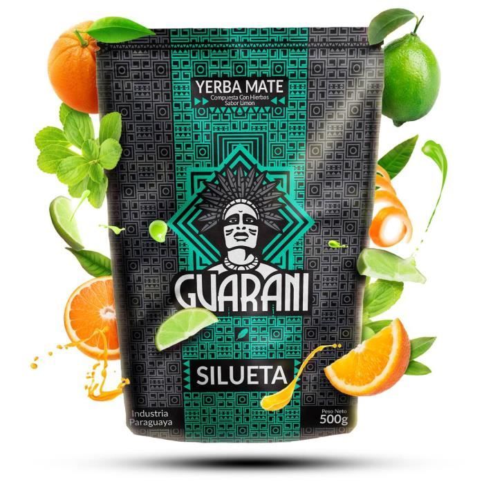Yerba Maté Guarani Silueta - Guarani Silueta 500g - Yerba maté du Paraguay - Haute qualité - Forte stimulation - Yerba maté avec bol