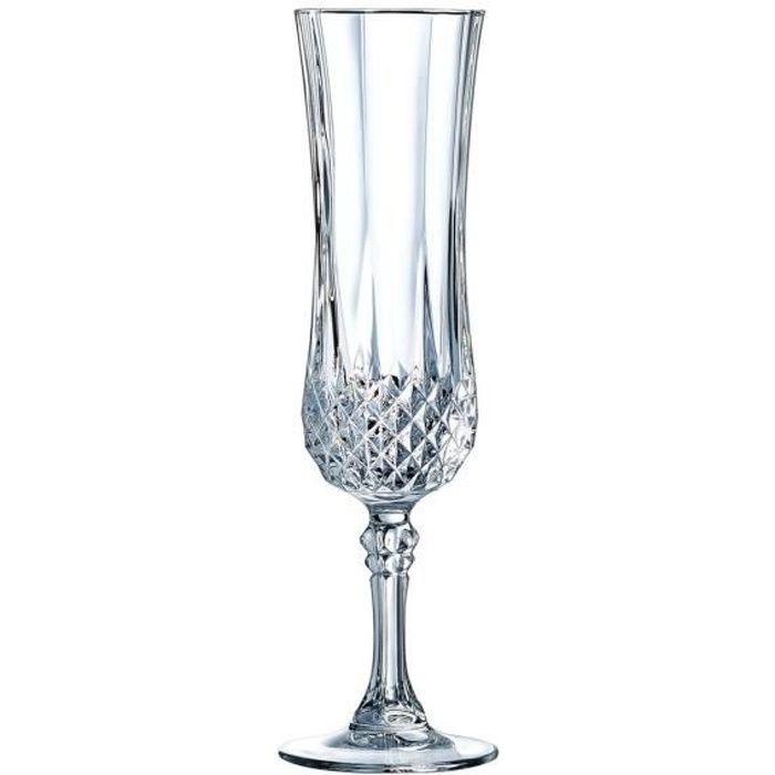 6 flûtes à champagne 14cl Longchamp - Cristal d'Arques - Verre ultra transparent au design vintage Cristal Look 232 Transparent