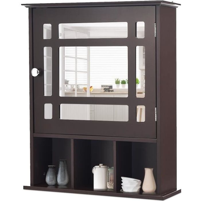 GIANTEX Armoire Murale de Toilettes, Armoire Miroir Salle de Bain,1