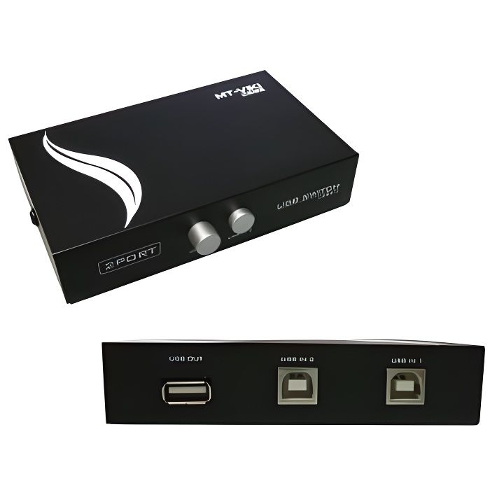Boitier de partage USB 2.0 / Switch 2 ports - Compatible Imprimantes - Boitier Metal
