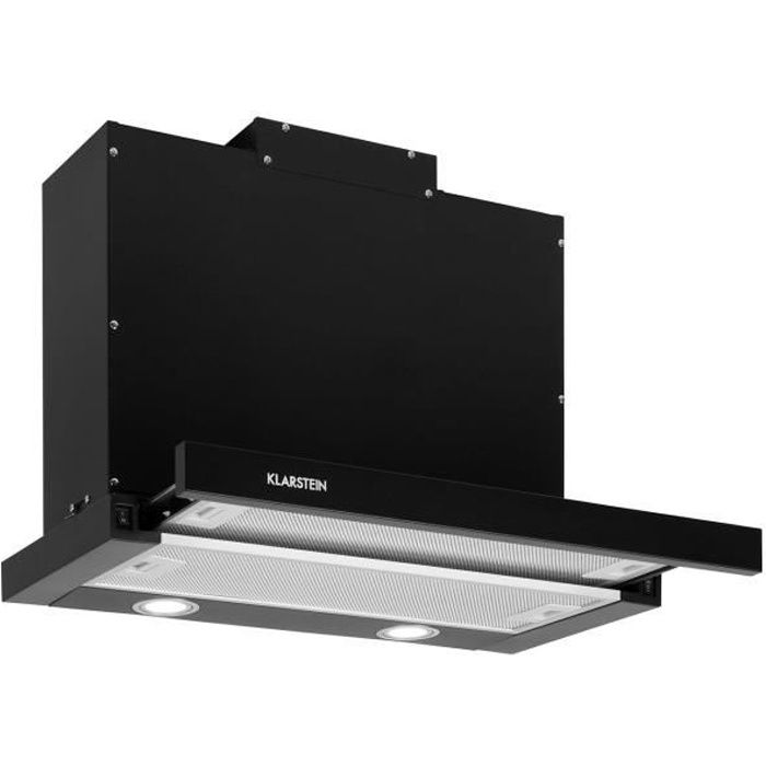Klarstein Mariana 60 - Hotte tiroir télescopique 60cm - Extraction 500 m³-h - éclairage LED - 3 vitesses - Noir
