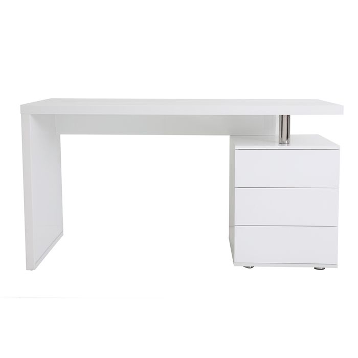 Bureau design blanc laqué 3 tiroirs CALIX