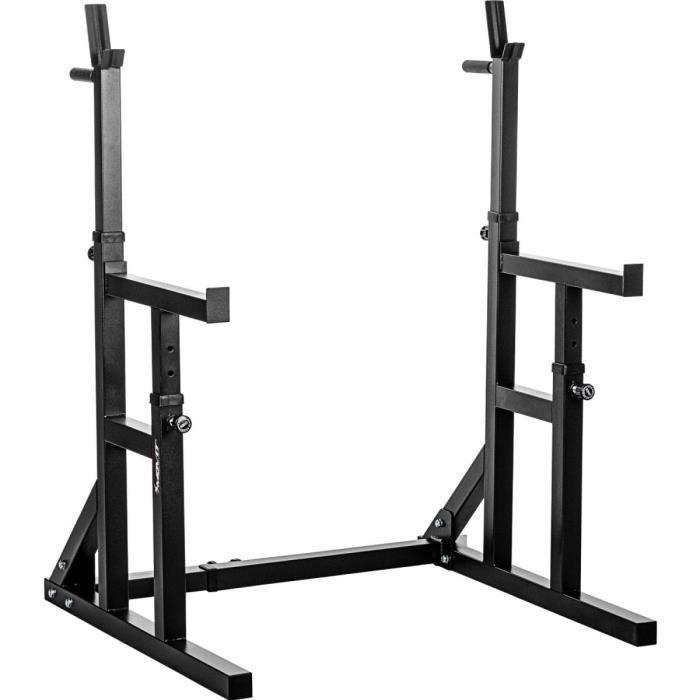 MOVIT® Rack à Squat Pro, ensemble de 2 supports d’haltères réglables, supports pour haltères de muscu, Home-Gym, couleur noir