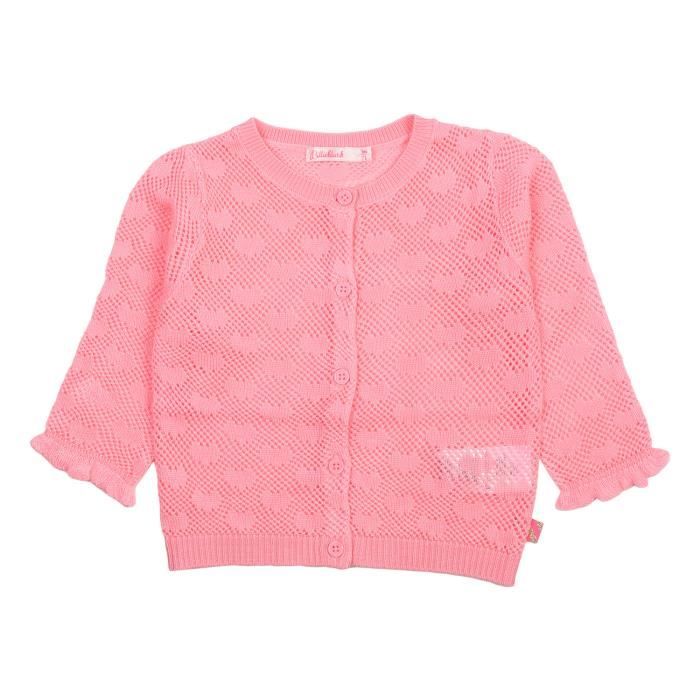 Cardigan rosa pallido Billieblush -Dettagli cardigan in maglia, maniche lunghe con polsi arricciati, scollo rotondo, completamente