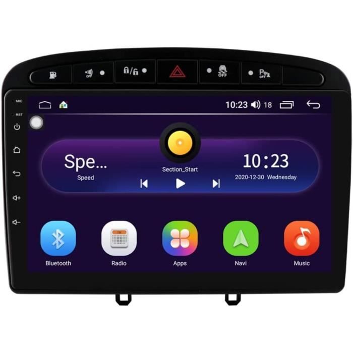 Autoradio stéréo avec écran Tactile de 9 Pouces Système Android 10 pour Peugeot (308 308S 408) 2012-2020, la Navigation GPS de Voitu