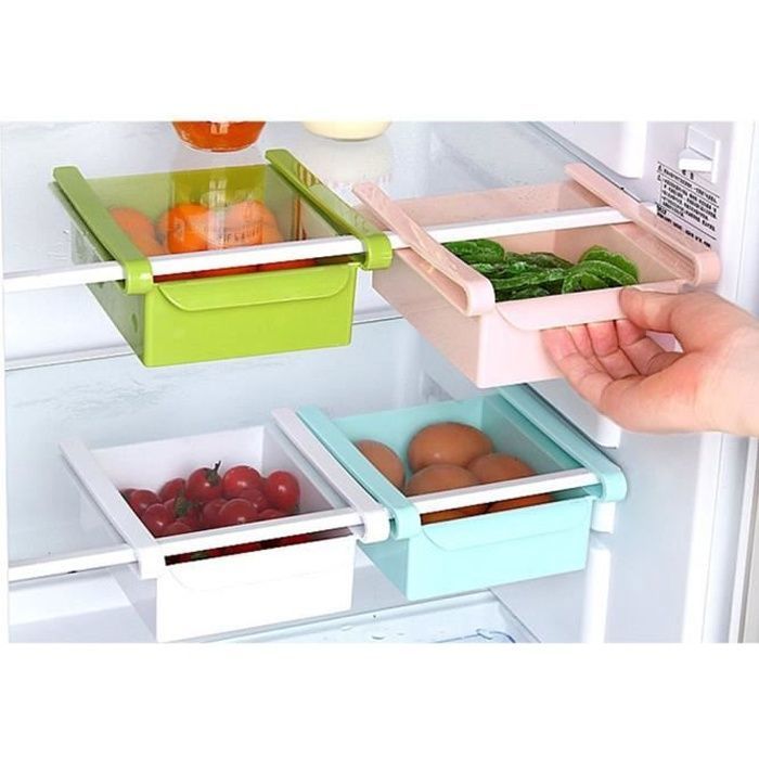 5 pcs Organisateur panier de réfrigérateur Boite de rangement dans frigo Bac de stock de frigidaire - bleu 165 * 150 * 60mm