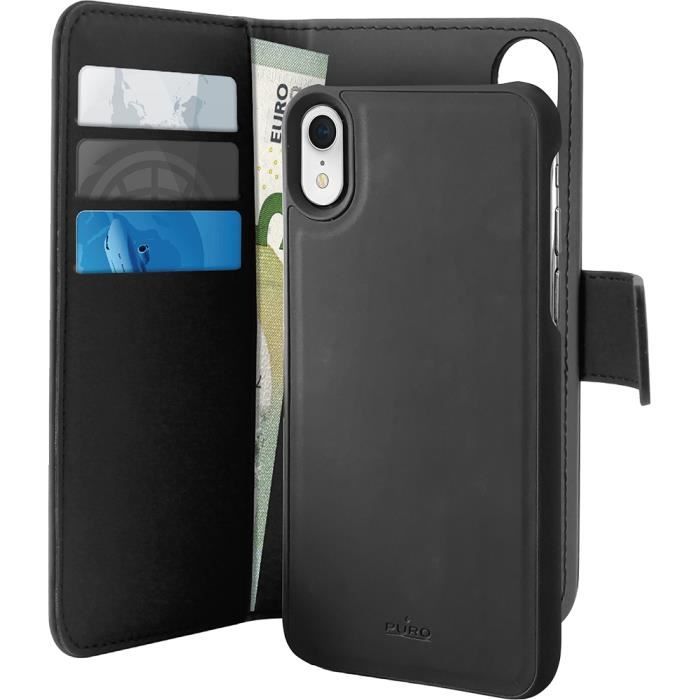 Etui Folio Puro avec magnet détachable noir pour iPhone XR