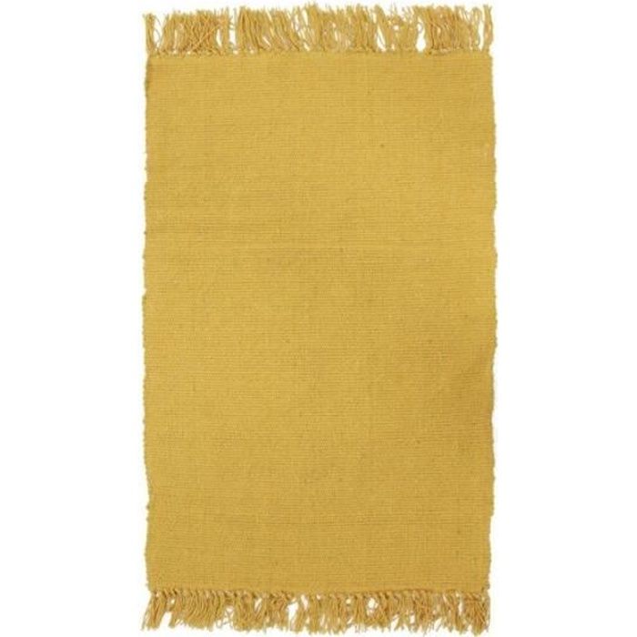 SIMPLY COTON - Tapis 100% coton jaune foncé 50x80