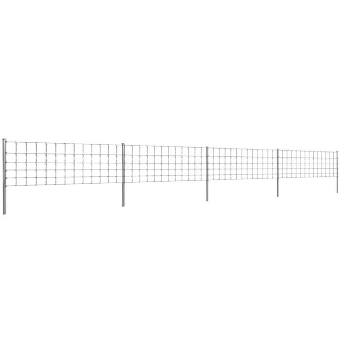 50m x 80 cm Clôture en galvanisé avec poteaux Grillage Haute qualité Pour terrasse balcon jardin forêt