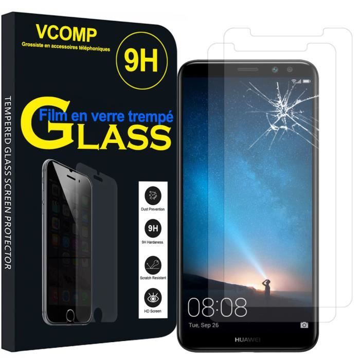 Pour Huawei Mate 10 Lite 5.9-: Lot - Pack de 2 Films de protection d'écran Verre Trempé
