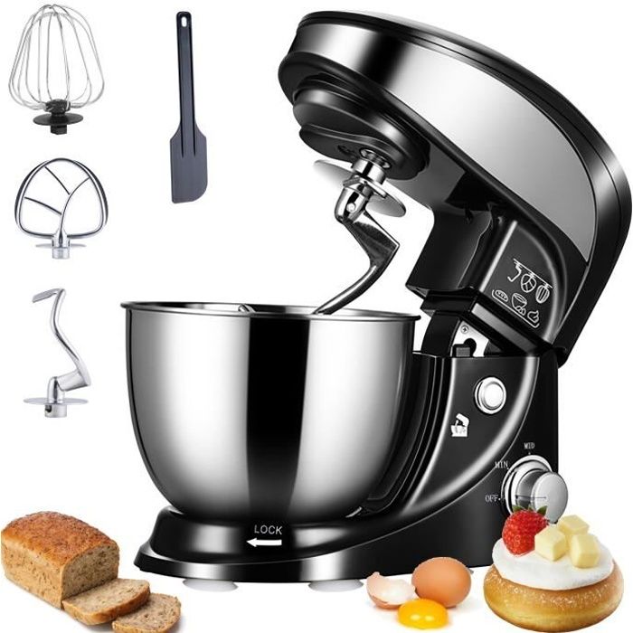 VINTEKY® Robot Pâtissier, Pétrisseur Professionnel, Robot de Cuisine Multifonction, Robot Batteur avec Kit pâtisserie 4L-850W