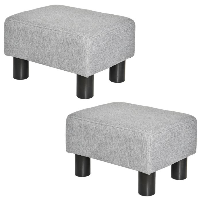 Pouf - HOMCOM - Lin (100% polyester) - 40x30x24cm - Gris