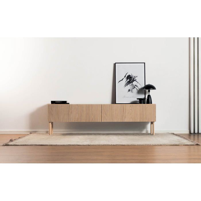 Meuble TV - NOLIE - 175 cm - debout - couleur de bois chêne huilé