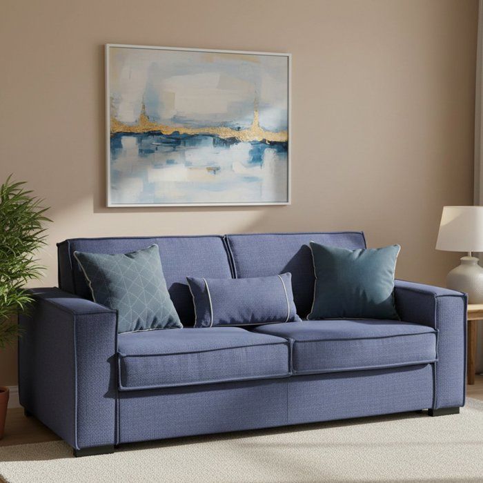 Canapé-lit 3 Places Asteroide Talamo Italie en Tissu bleu 220x95 cm Canapé-lit 3 Places Asteroide Talamo Italie en Tissu bleu 220x95 cm