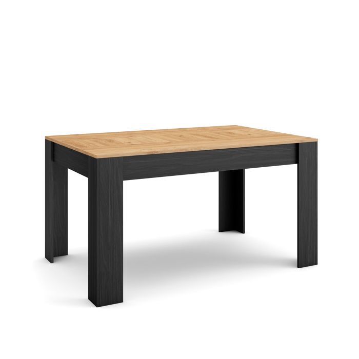 Table à manger Meuble Salle à Manger 140x90x76 cm Pour 6 personnes Chêne et noir RF3654 Table à manger Meuble Salle à Manger 140x90x76 cm Pour 6 personnes Chêne et noir RF3654