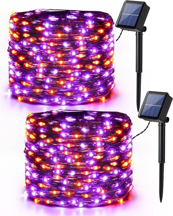 Guirlandes lumineuses dHalloween orange et violettes lot de 2 240 LED orange 78 pieds au total8 modes pour la décoration
