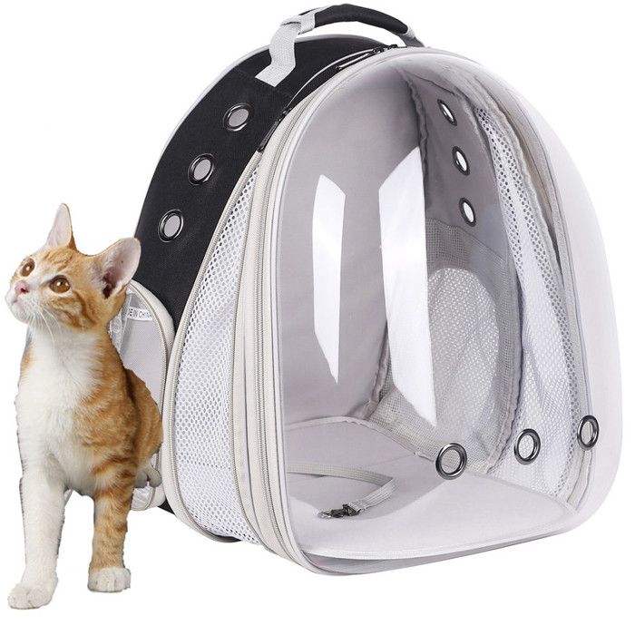 Comparer les prix de Sac à dos de transport pour chat - Extensible Bulles transparent pour petit chien jusqu'à 5 kg, chat - Noir
