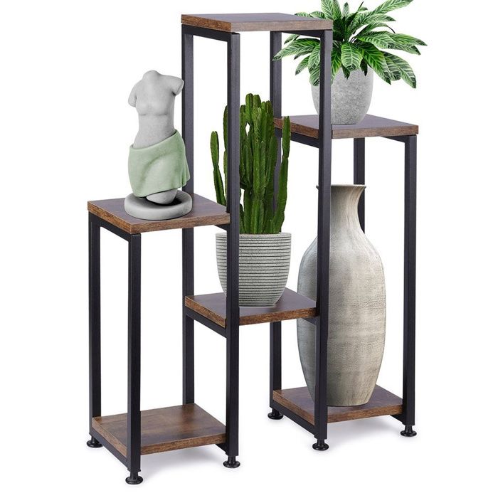VILDE Étagère à Fleurs 6 Niveaux 70 cm - Porte Plante - Style industriel - stable et élégant - Charge max 60 kg