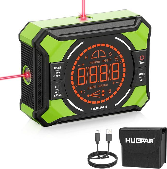 Détecteur D'Angle Numérique Magnétique Avec Laser - Outil LCD, Rechargeable Type-C