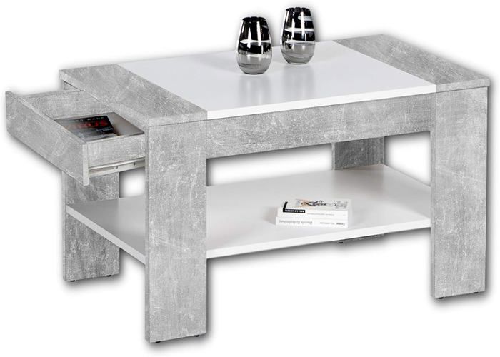 Table Basse 2 Tiroirs Chêne San Remo - 80x46x80 Cm - Rangement Spacieux Pour Salon
