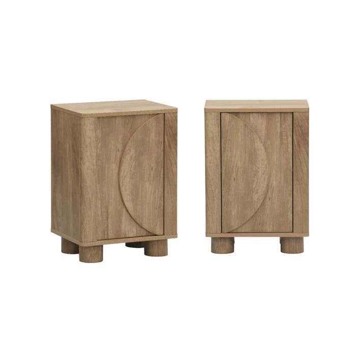 Lot de 2 tables de chevet décor bois de manguier 1 porte réversible Pondi