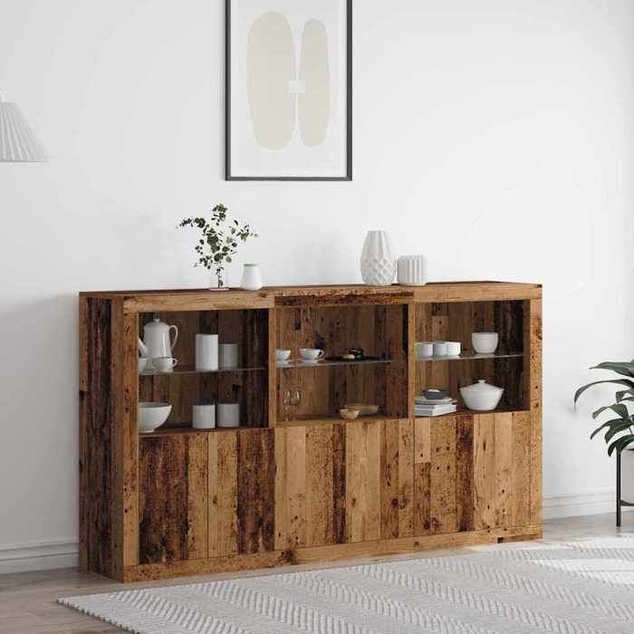 vidaXL Buffet LED Bois ancien 1815 x 37 x 100 cm Bois dingénierie 3333123