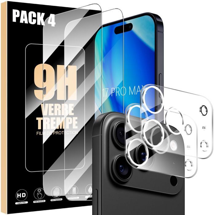 Verre Trempé Arrière + Protecteurs Caméra Pour IPhone 17 Pro Max 6.9” – Dureté 9H, Protection Bord à Bord - 4