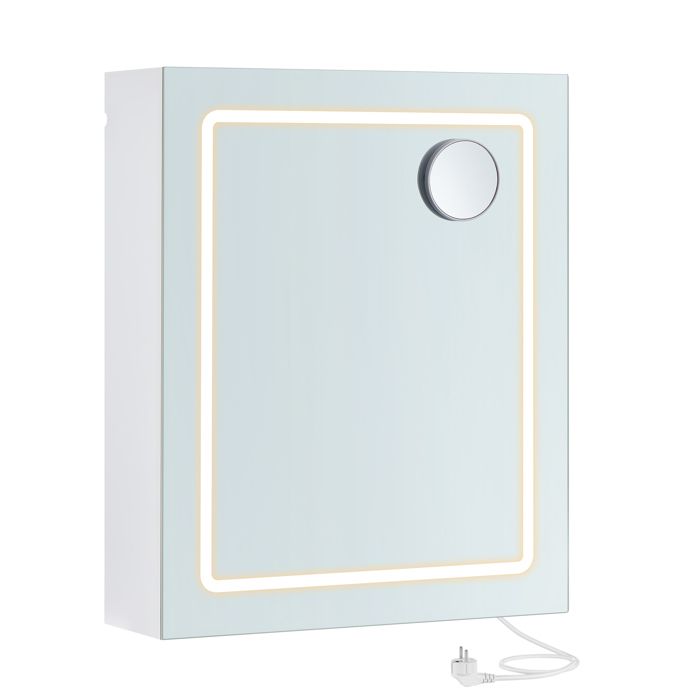 Armoire Murale Salle de Bain - VASAGLE - LED - Anti-buée - Miroir Grossissant - Blanc - 50x165x60 cm