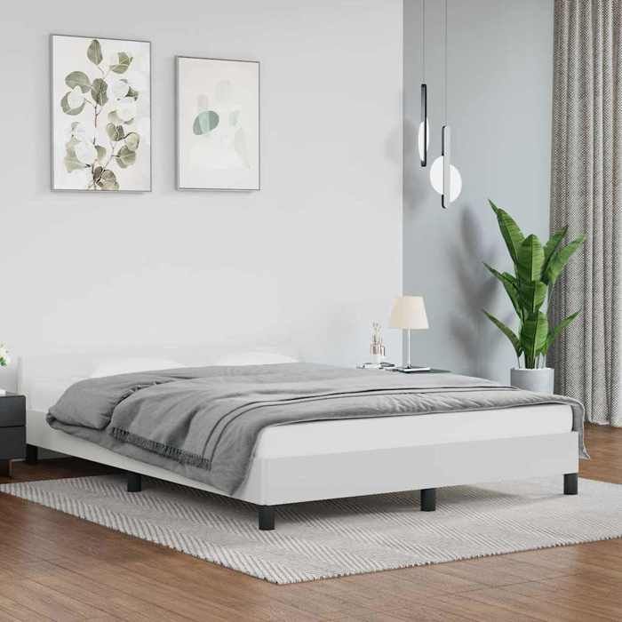 CHIC Lit adulte 2 places - 140x190 cm Structure/Cadre de lit et tête de lit blanc 140x190 cm #Sara21980