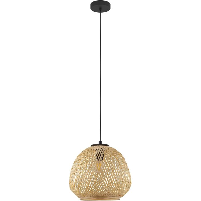 Suspension Luminaire Eglo Dembleby Lustre Vintage Bohème en Osier