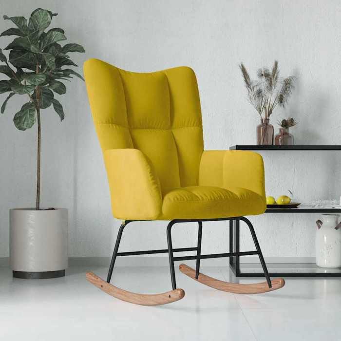 Jaune Chaise/Fauteuil à bascule SOLOMON Pour 1 personne Jaune moutarde Velours FF835
