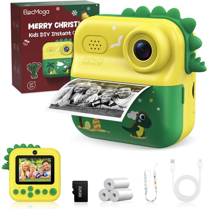 Appareil Photo Instantané Pour Enfant 1080P - Imprime Sans Encre, Avec Carte 32 Go Et Autocollants, Cadeau Noël 3-12 Ans - 13