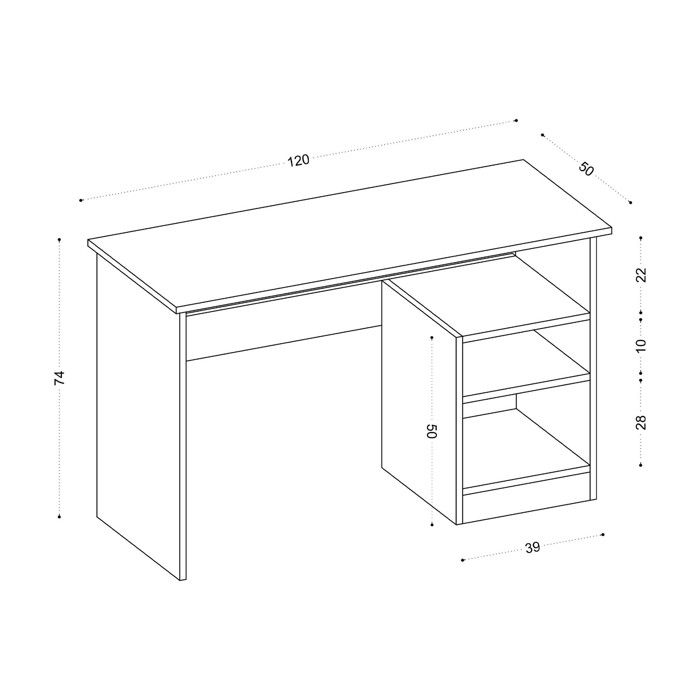 Bureau en bois Bahar - 120 x 50 x 74 cm - Blanc Bureau en bois Bahar - 120 x 50 x 74 cm - Blanc