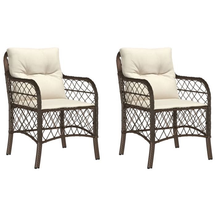 SALE 2026Chaises de jardin - CITY GARDEN - Extérieur - avec coussins lot de 2 - marron - Résine tressée585x67x86cm 13.8 Kg 97253