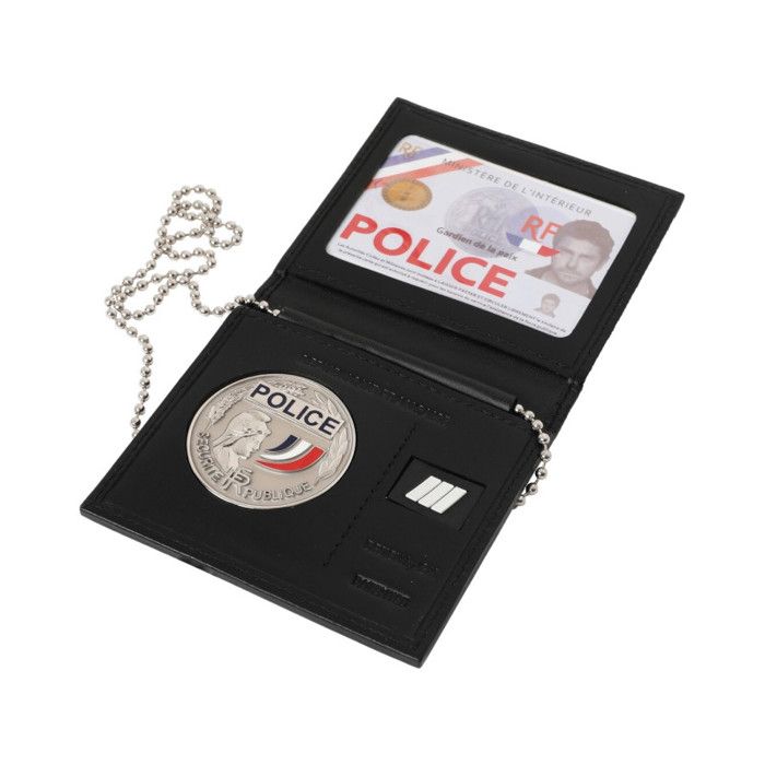 Porte-cartes avec emplacements grade et médaille (avec chaine) (vendu sans