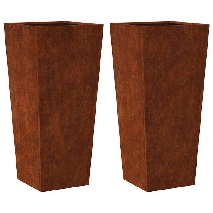 En solde Jardinières 2 pcs - BURKE - Pot & cache-pot - 35x35x75 cm acier résistant aux intempéries J1389